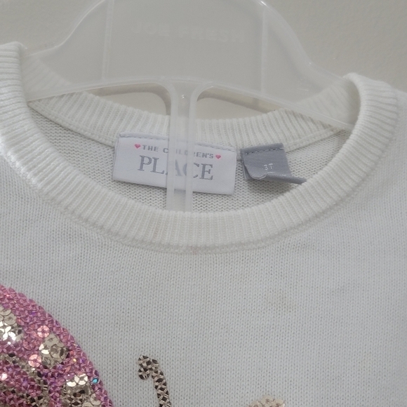 THE Children’s Place sweater for  girls ivory or cream and pink size 3T - Picture 4 of 7
